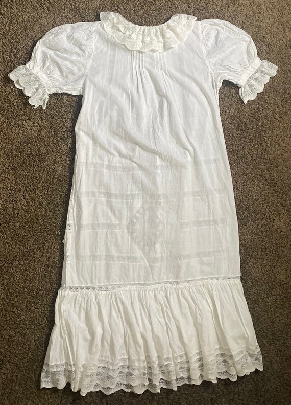 1990's Edwardian Style White Cotton Day Dress by … - image 9