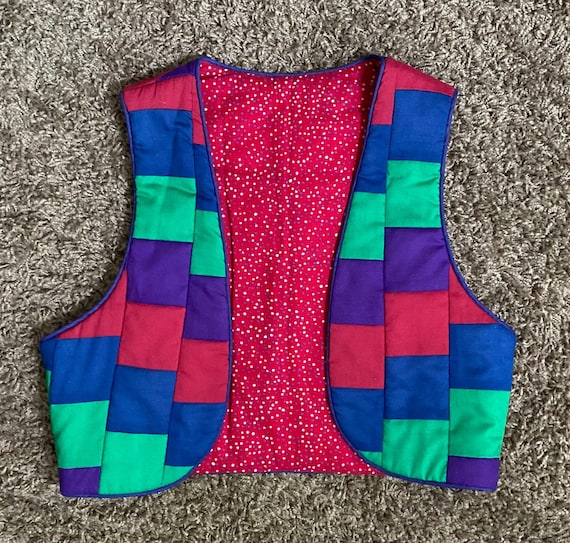 Vintage 1980’s Quilted Patchwork Vest Handmade Re… - image 6