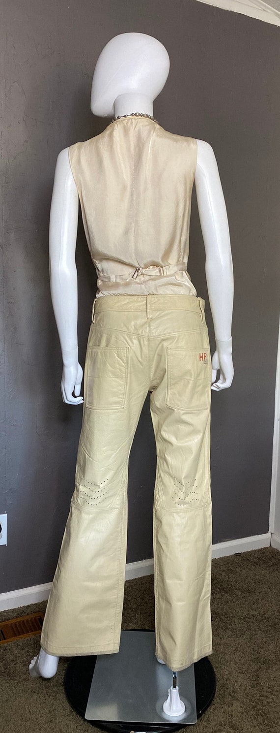 Vintage DIESEL Leather Pants Off-White Leather Boo