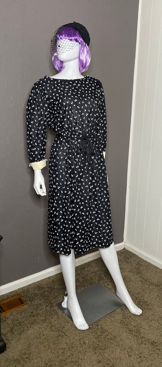 1970's Wednesday Adams Dress Sheer Black and Ivory