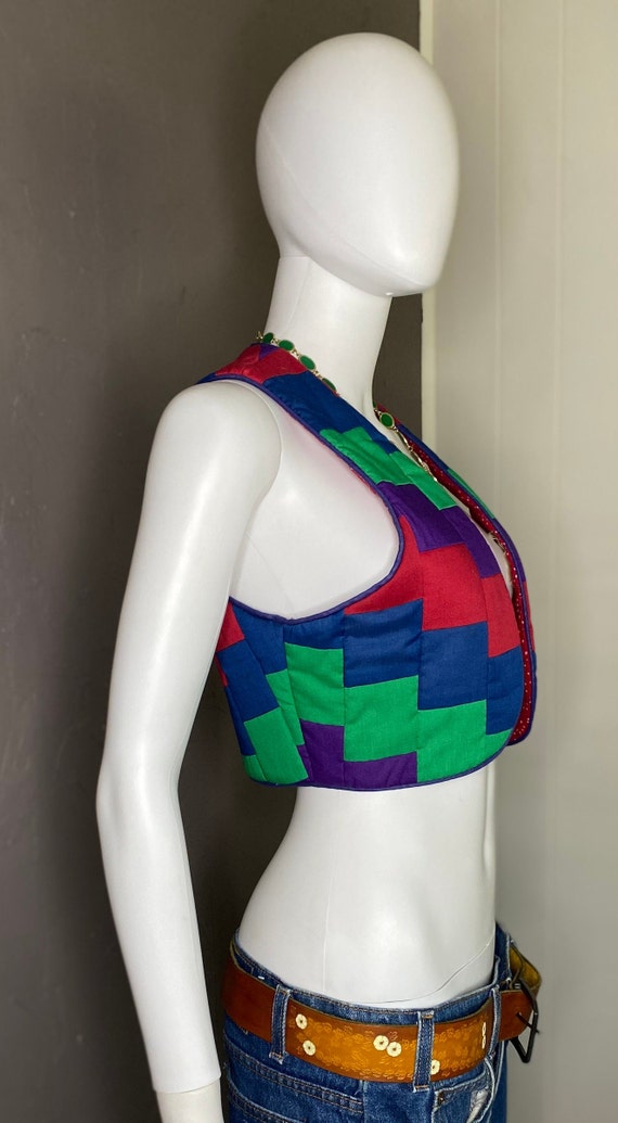 Vintage 1980’s Quilted Patchwork Vest Handmade Re… - image 3