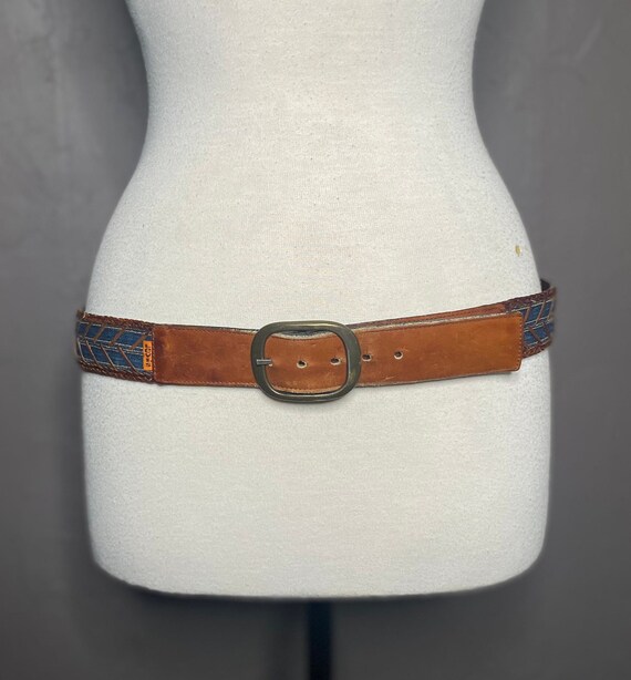 RARE Vintage 1970’s Levi’s Denim and Leather Belt… - image 1
