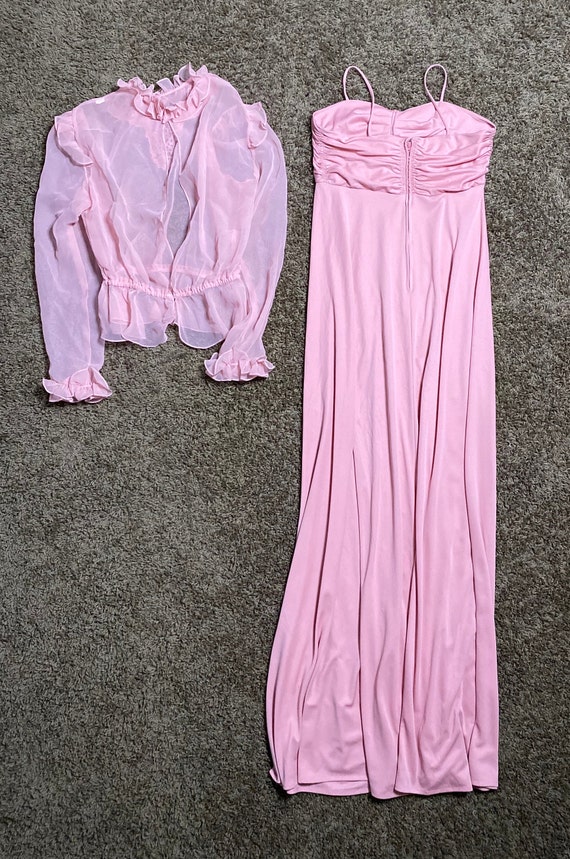 1970s Victorian Hippie Ballerina Pink Dress Set B… - image 9