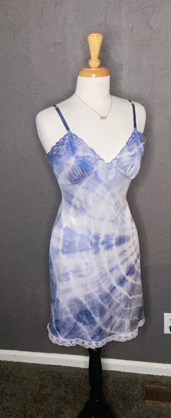 Hand Dyed Blue and White Slip Dress Tie Dyed Blue… - image 3