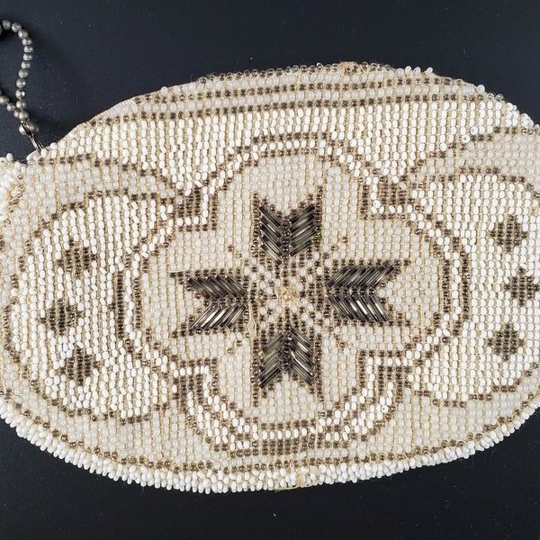 Vintage Small Seed Bead Beaded Flapper Style Clutch Purse Great Gatsby Flapper Art Deco