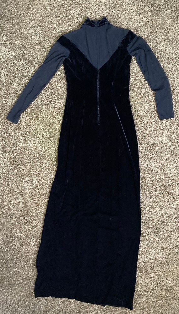 1990’s Black Velvet and Mesh Gown by TADASHI size… - image 7