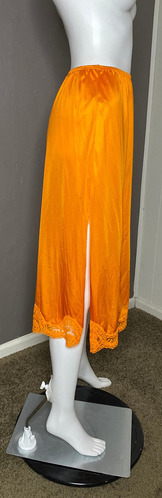 Vintage 1970's Orange Hand Dyed Midi Slip Skirt b… - image 3