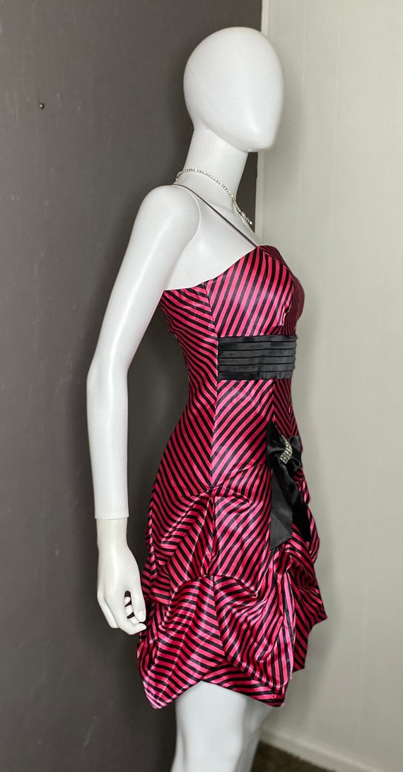 Y2K Pink and Black Bubble Hem Mini Dress size XS/… - image 3