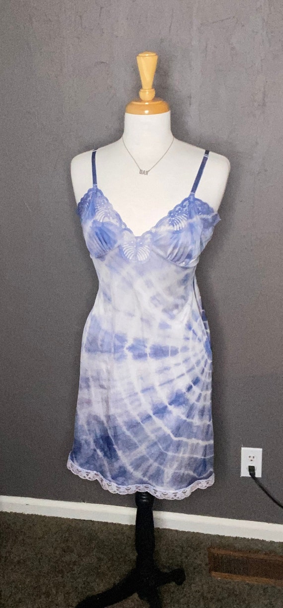 Hand Dyed Blue and White Slip Dress Tie Dyed Blue… - image 2