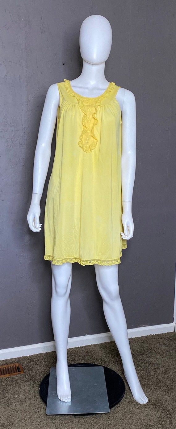 1960's Baby Doll Nightie Hand Dyed Canary Yellow f