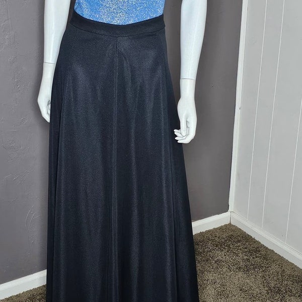 Vintage Long Black Polyester Skirt Maxi Ankle Length Skirt Long Black Skirt