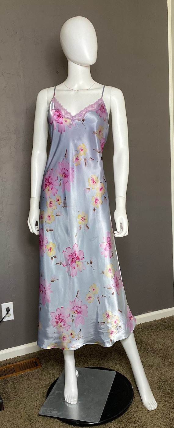 Hand Dyed Floral Satin Maxi Slip Dress by Jones Ne