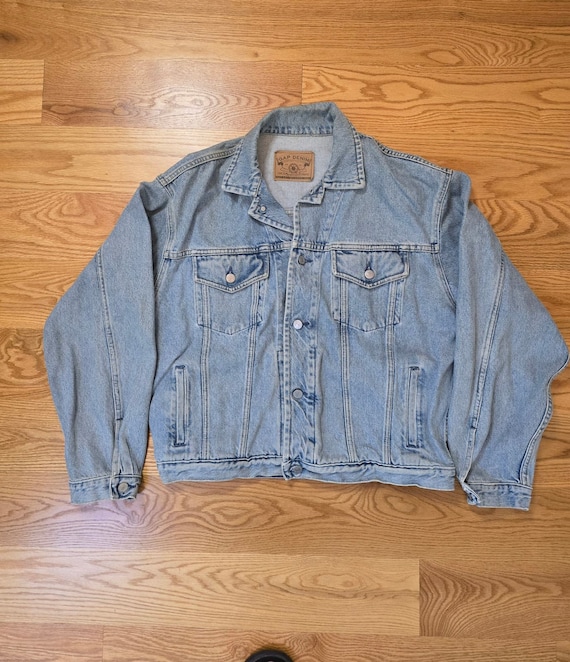 1990s Gap Dirty Denim Jean Jacket Size Large Denim