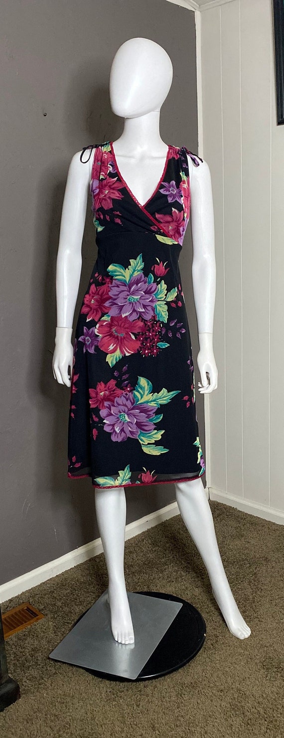 Vintage Moody Floral Mesh Dress size M/L Dark Flor