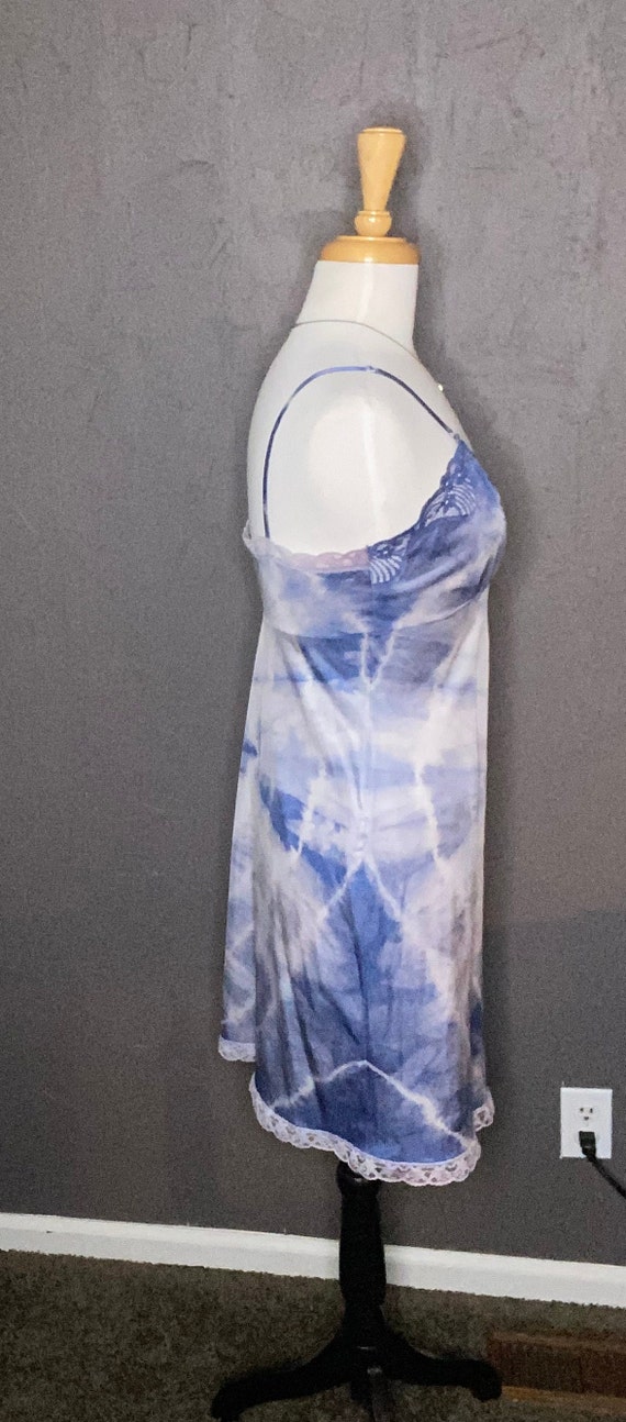 Hand Dyed Blue and White Slip Dress Tie Dyed Blue… - image 4