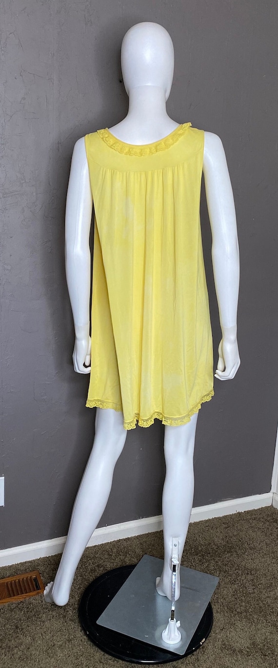 1960's Baby Doll Nightie Hand Dyed Canary Yellow … - image 4
