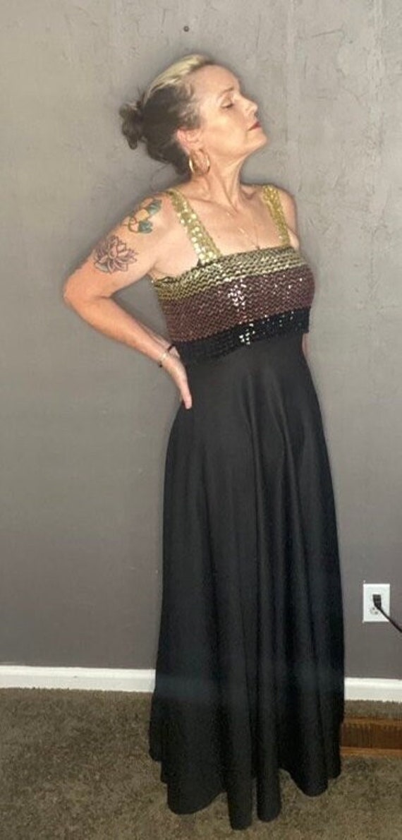 Vintage 1960s Nadine Sequin and Polyester Maxi Dre