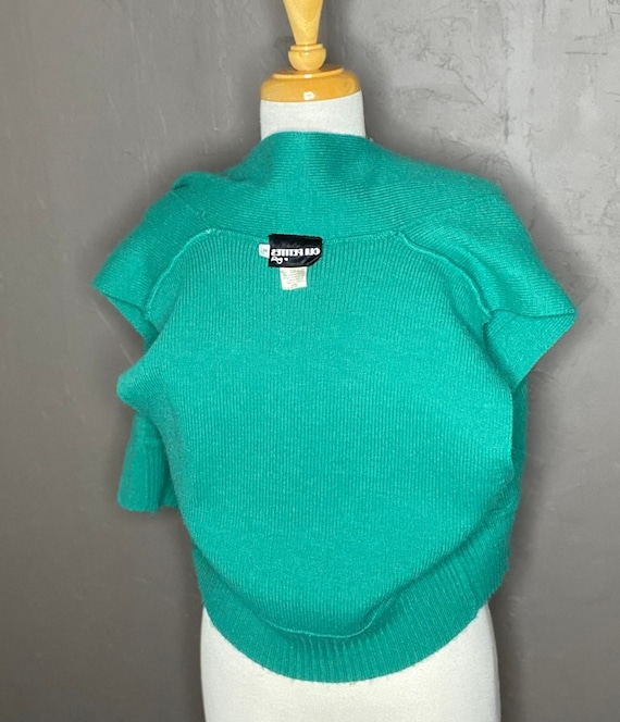 80s Cropped Sweater Vest Teal Green Boxy Vest 80s… - image 6