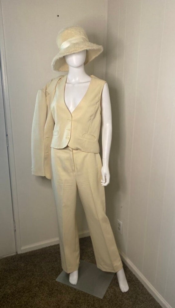 60s-70s Pale Yellow Partners 3 Piece Suit Unisex … - image 3