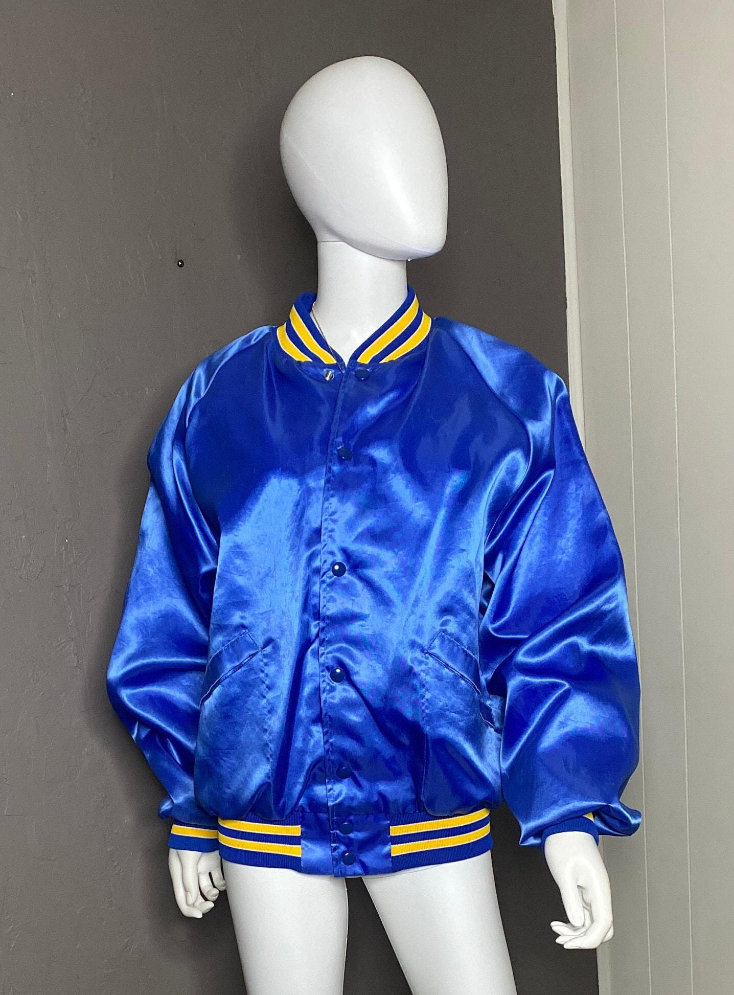 Blue Satin Bomber - Etsy