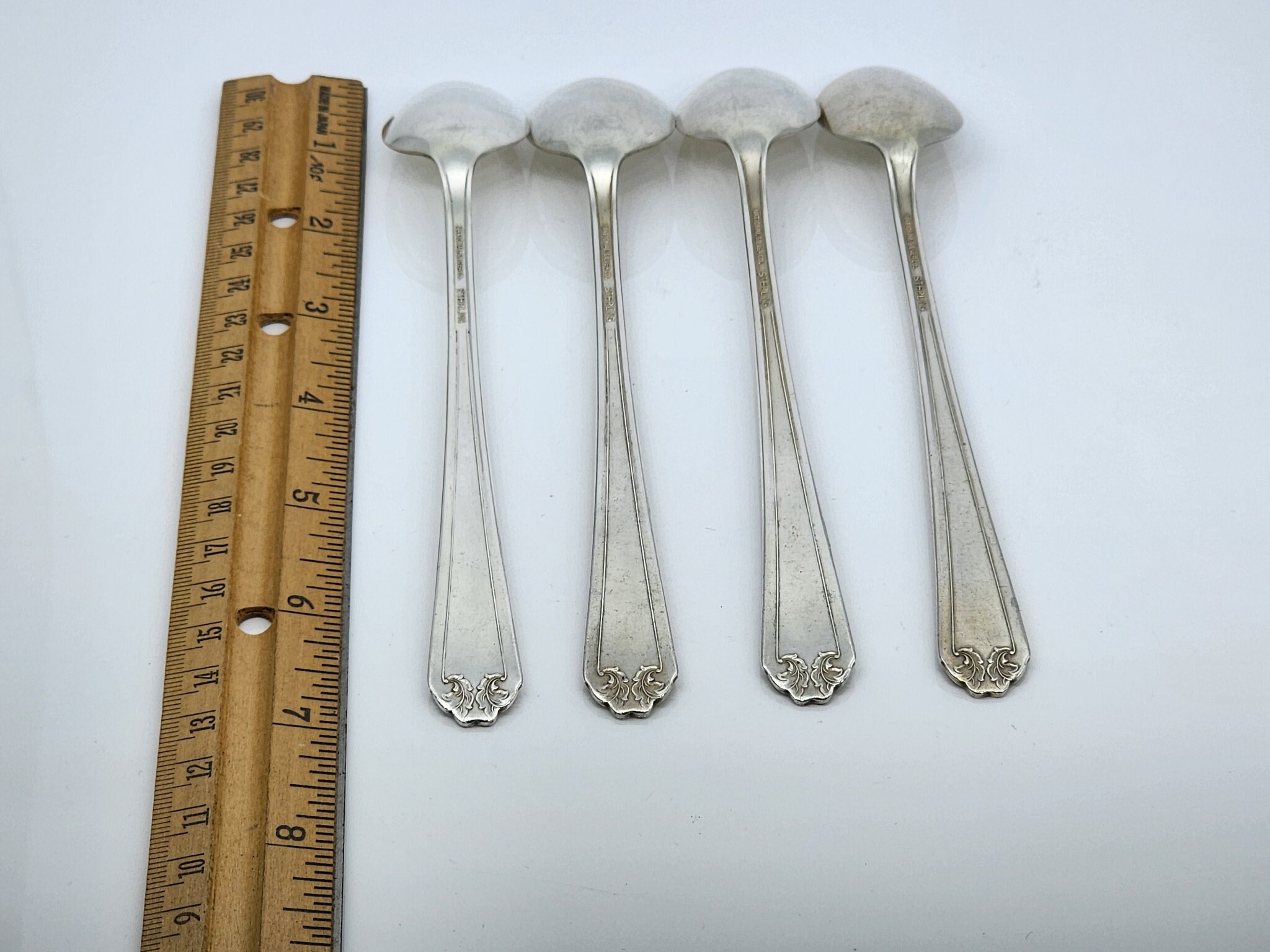 National Silver Co Shirley Sterling Silver Iced Tea Spoons C.1930