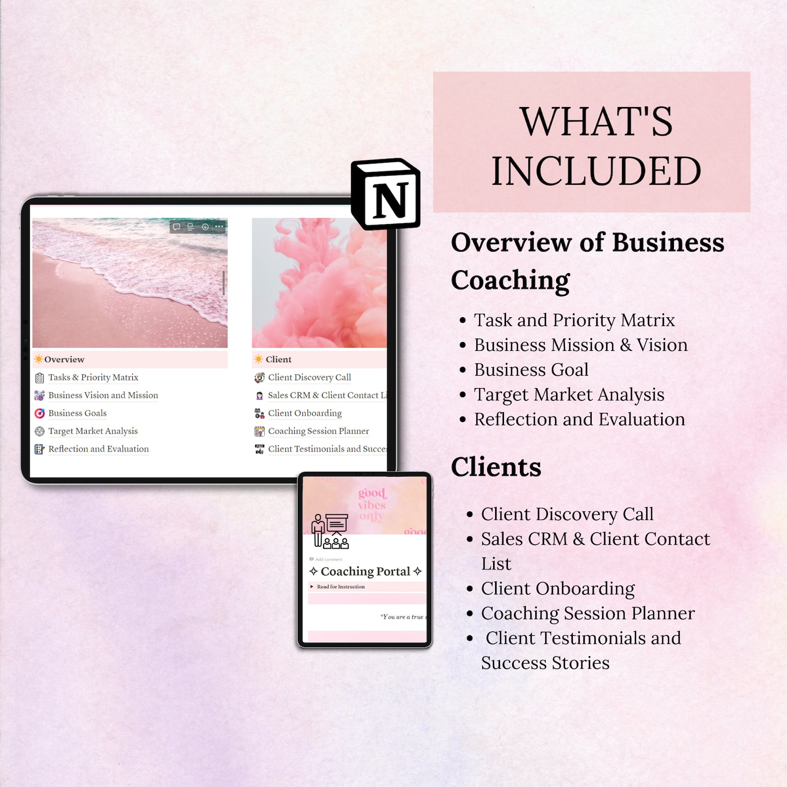 Coaching Client Portal Notion Template, Coach Client Onboarding Portal