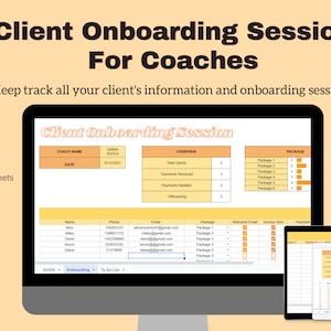 Client Onboarding Session Tracker Spreadsheet for Coaches, CRM, Client Management Google Sheets, Coach Spreadsheet, Coaching Client Tracker