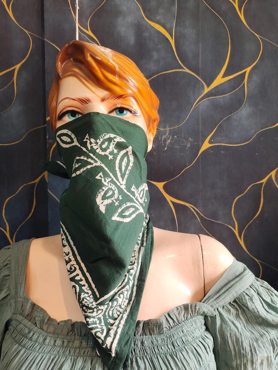 Block Print Cotton Bandana Scarf: Boho Head Wrap, Eco Friendly