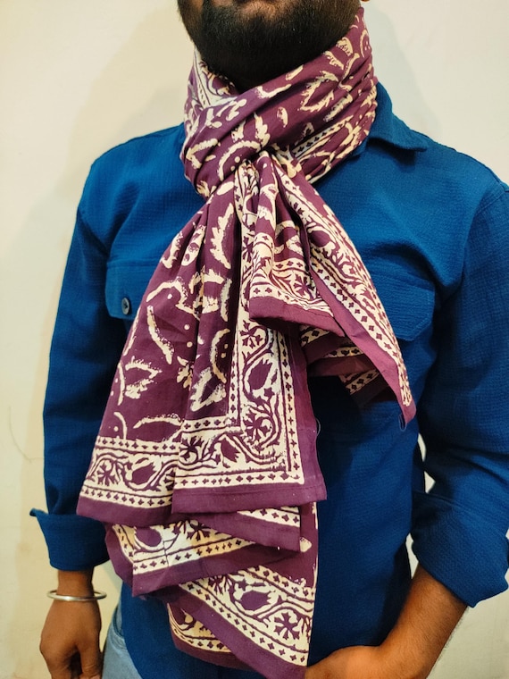 Hand Block Print Cotton Beach Sarong: Purple Floral Pareo