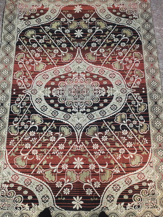 Handmade Orange Floral Cotton Rug 5x7 ft - Living Room Carpet