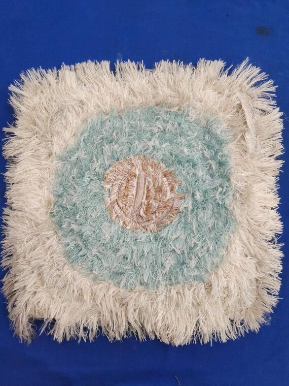 Handmade Aqua Silk Cotton Rug 2x3 ft - Bedroom Living Room Carpet