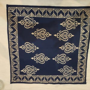 Blue Block Print Cotton Napkins: Handmade Dinner Table Linen
