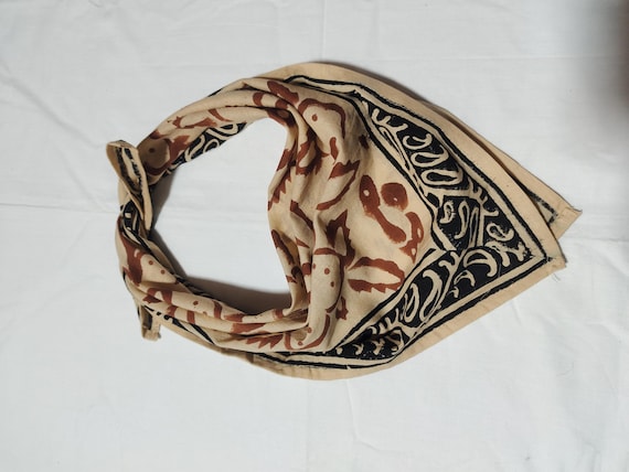 Handmade Floral Cotton Bandana Scarf: Indian Block Print Neckerchief