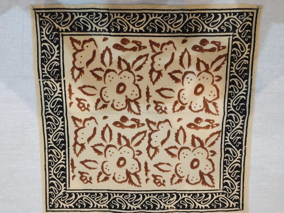 Block Print Cotton Napkins: Beige Floral Dinner Napkins, Handmade Wedding Cloth Napkin