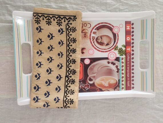 Block Print Cotton Dinner Napkins - Cream Beige, Handmade Set of 100