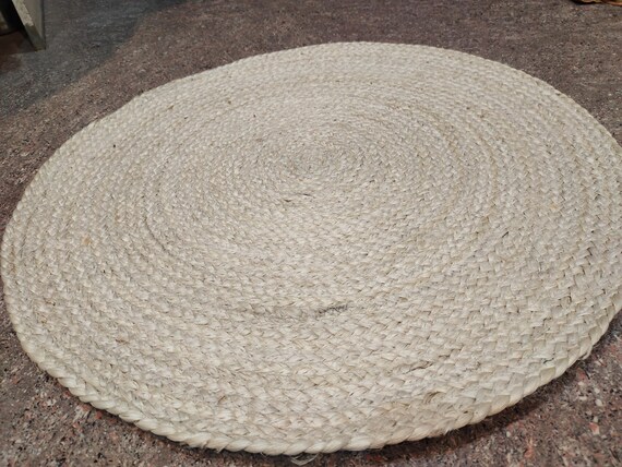 Handmade White Jute Rug: Vintage Cotton Area Rug 5x7