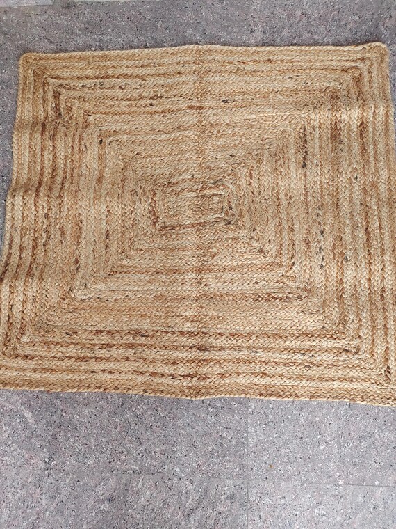 Handmade Jute Rug: Earthy Vintage Style, 3x5 ft Cotton Accents