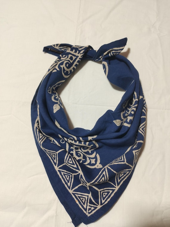 Floral Cotton Bandana Scarf: Handmade Indian Block Print