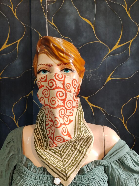 Block Print Cotton Bandana: Paisley Boho Scarf, Vibrant Colors
