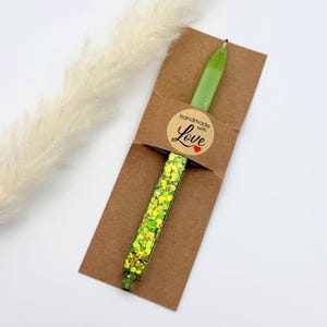 Stylo à bille vert et pailleté, en résine époxy