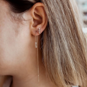 14k Gold Dangle Earrings,Dainty Pure Gold Earrings,Real Gold Dangle Earrings,Solid Gold Dangle Earrings