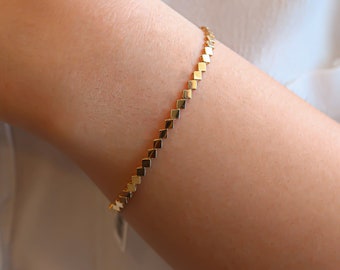 Bracciale in oro 14k, bracciale in oro massiccio, bracciale delicato, bracciale regalo
