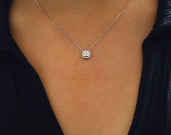 Baguette Diamond Gold Necklace,Baguette Necklace, Diamond Necklace,14K Solid Gold Baguette Necklace, Wedding Gift,Birthday Gift Jewelry