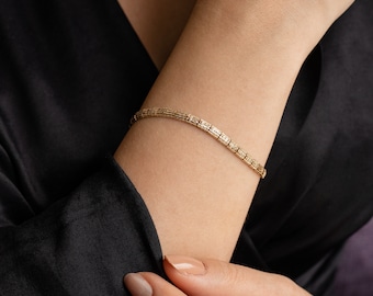 14K Gold Rope Chain Bracelet, Dainty Gold Layering Bracelet, Minimalist Jewelry, Gift for Her, Stacking Bracelet, Gold Chain Bracelet
