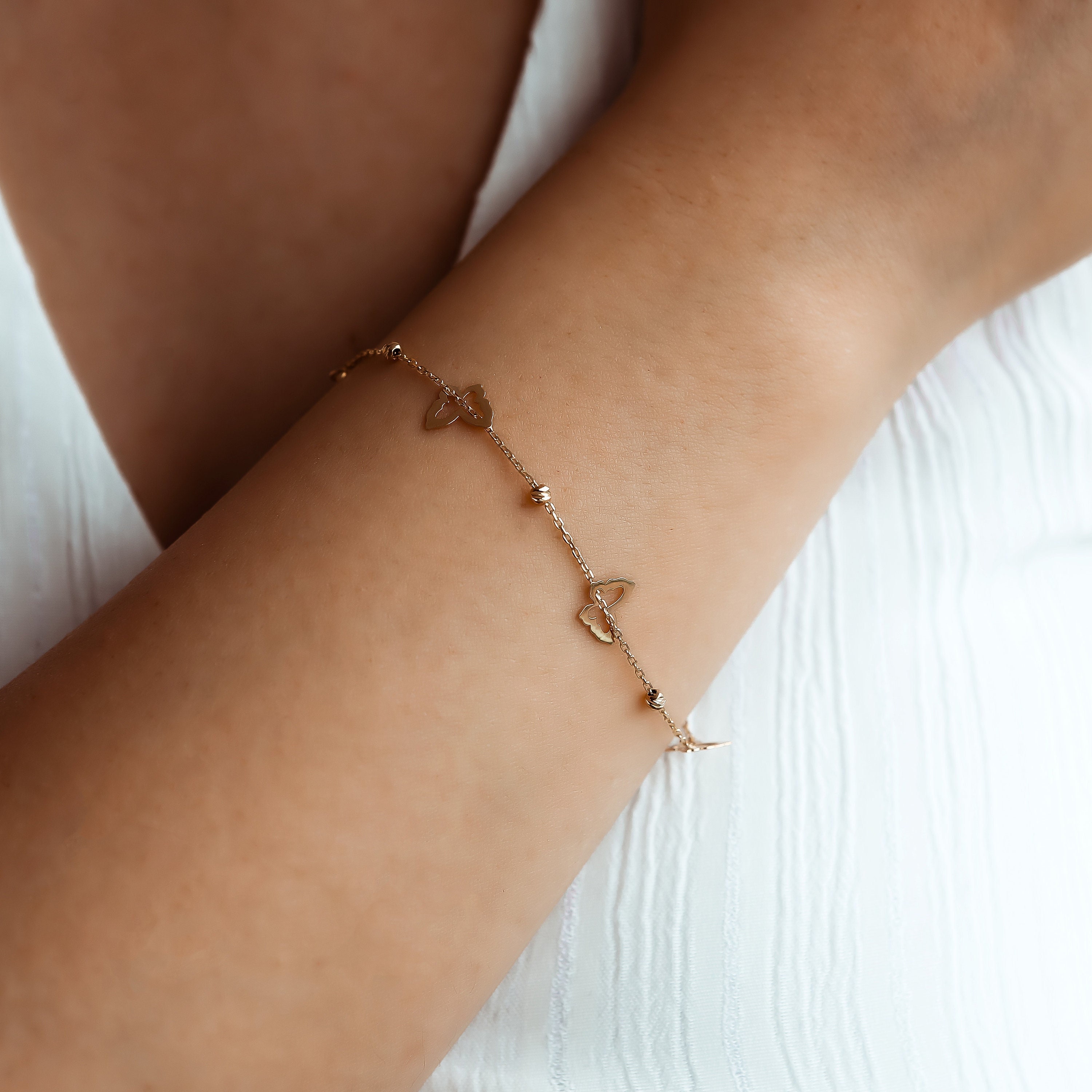 Real gold sale butterfly bracelet