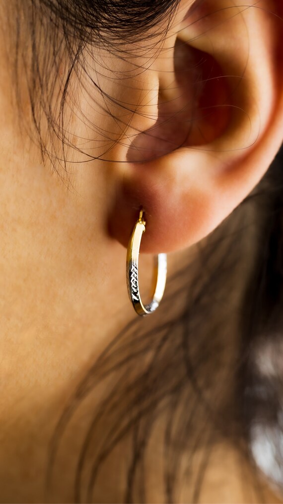 14k Gold Hoop Earrings,dainty Pure Gold Earrings,real Gold Hoop - Main Image