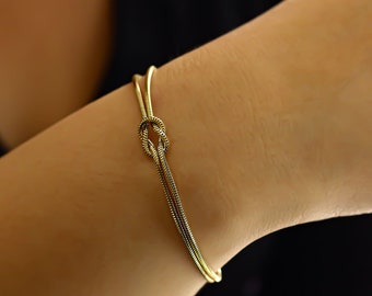 14K Gold Double Chain Bracelet Women, 2 Wrap Herringbone Bracelet,Genuine Gold Thin Bracelet