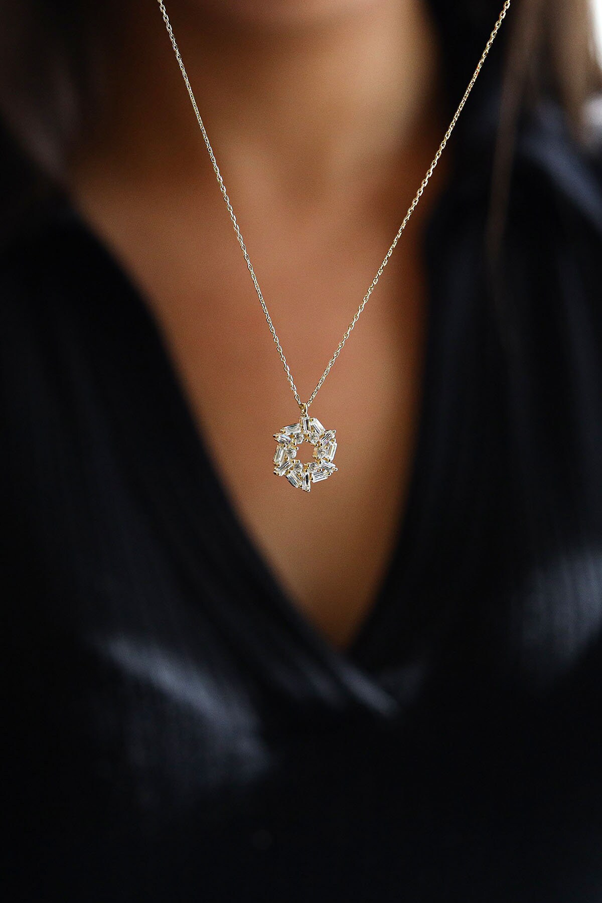 The Baguette Necklace-Gold main image 1