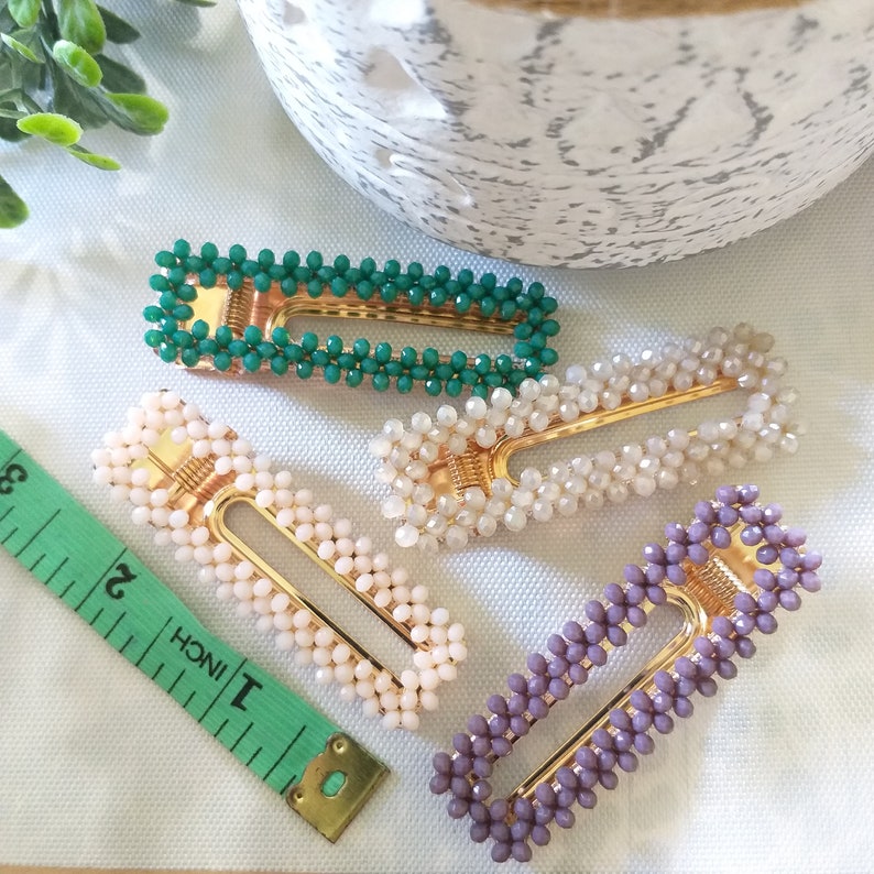 Crystal Beaded Hair Clips Gold Color Hair Clip Hair Etsy