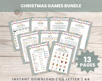 Ensemble de jeux de Noël, Jeux de Noël imprimables, Jeux de Noël pour la famille, Activités de Noël, Jeux de Noël amusants